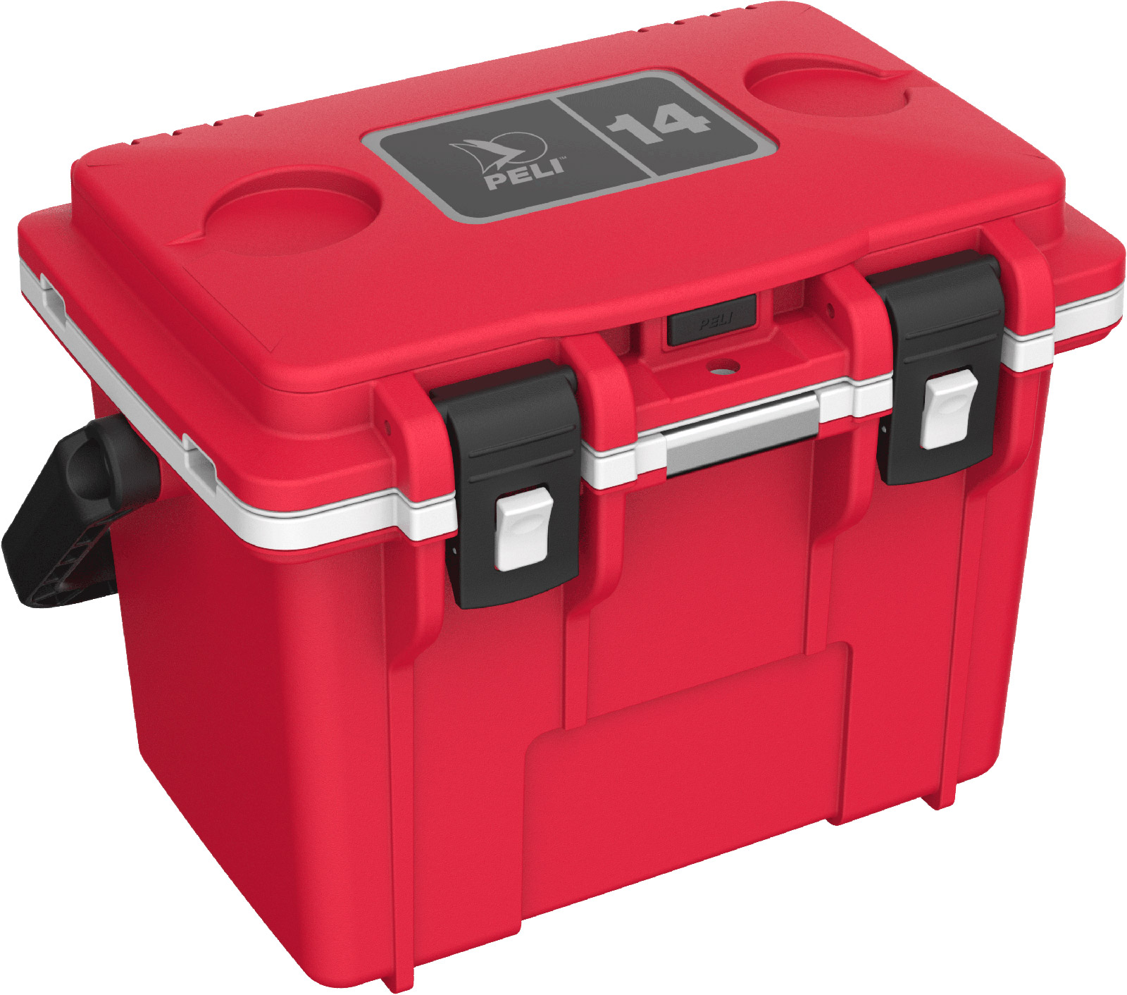 2024_PELI_Coolers_14Qt_SafetyRed Wht_3 4_Closed_High